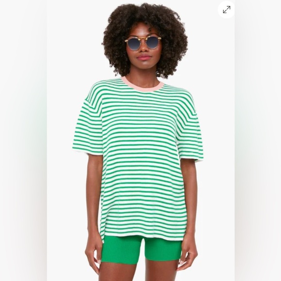 THE UPSIDE Green Stripe Tropez Lyla Knit Tee Size XS/ Size 4 Oversized - Picture 1 of 10
